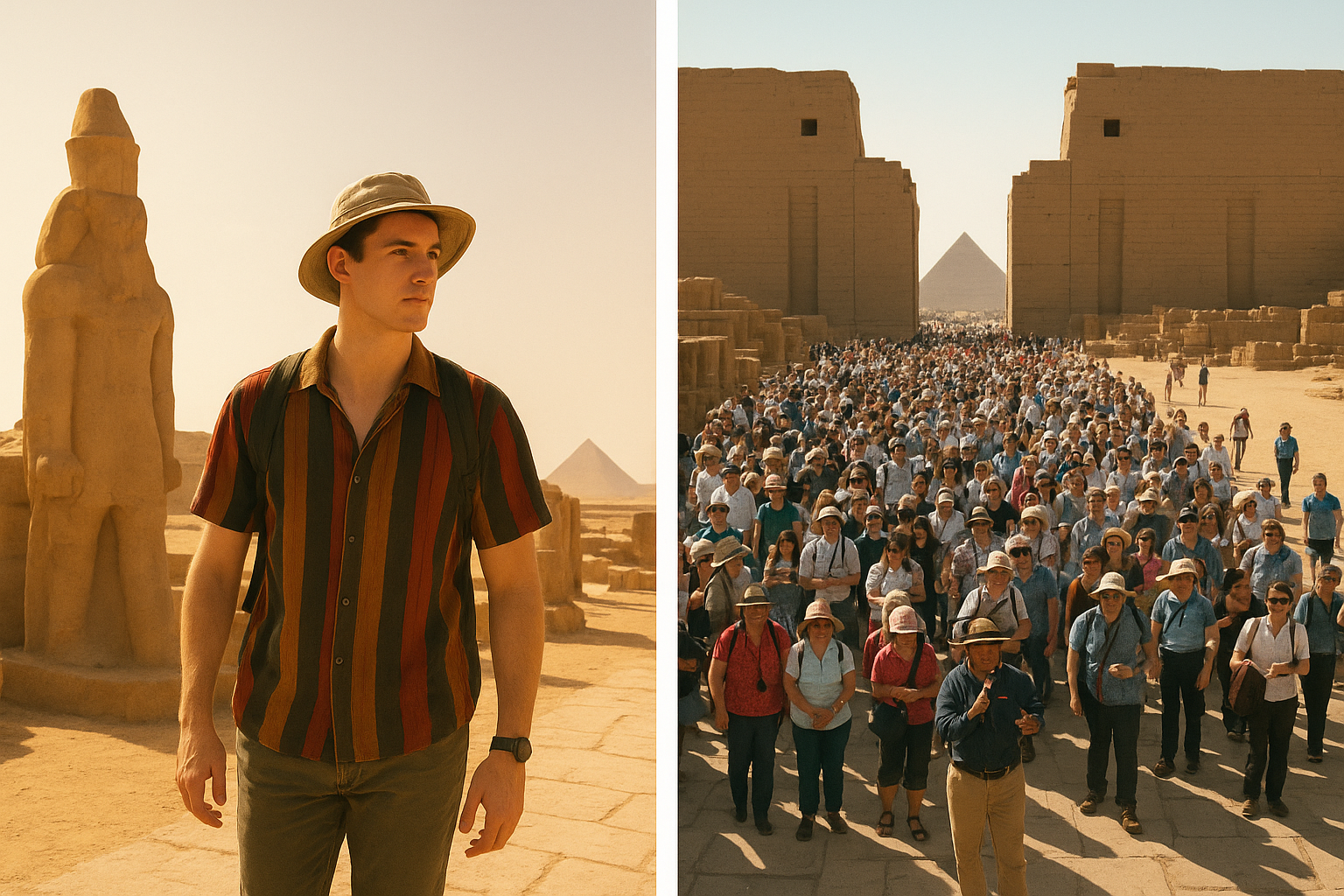 comparación de viajar en turismo en masa a viajar con un guia privado internaciona como Capitán Pólux